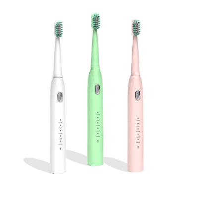 China Custom Logo Adult USB Rechargeable Battery Operated Sonic Electric Toothbrush Rotating Waterproof White Oral Nano for sale