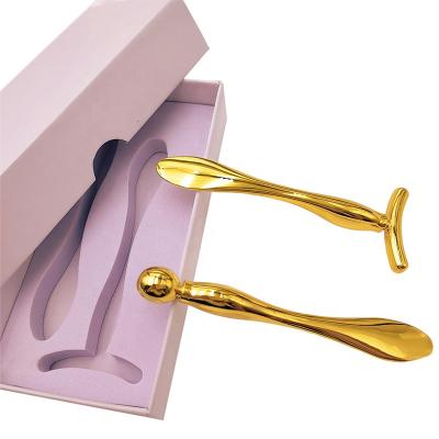 China Facial Skin Care 2021 Custom Logo Beauty Gold Eye Cream Spoon Mixing Facial Metal Mini Makeup Cosmetic Massage Spatula for sale