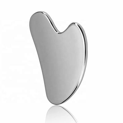 China Low MOQ Metal Gua Sha Board Silver Stainless Steel Guasha Scraper High Quality Body Heart Shape for sale