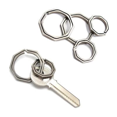 China Octagon Key Chain Accessories Ring Octagon Shape Titanium Carabiner Alloy Carabiner Key Chain Clip Titanium Octagon Key Chain Ring Ti TC4 Alloy Key Chain Ring Ti TC4 for sale