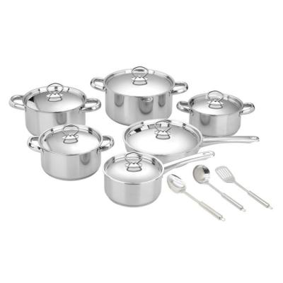 China Sustainable popular high quality 15 pcs stainless steel cookware set for sale