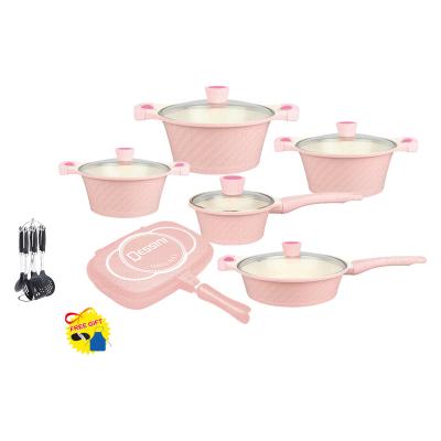 China High quality beautiful stocked die casting aluminum cookware sets for sale