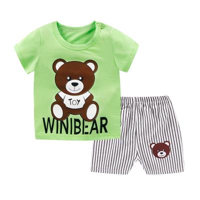 China Export high quality children's shorts children's short-sleeved breathable T-shirt cotton baby boys and girls summer short-sleeved suit 1-4 years old for sale