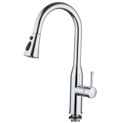 China Pull Out Spray Top Commercial Rated Brushed Brass Single Handle Pull Out Kitchen Water Faucets for sale