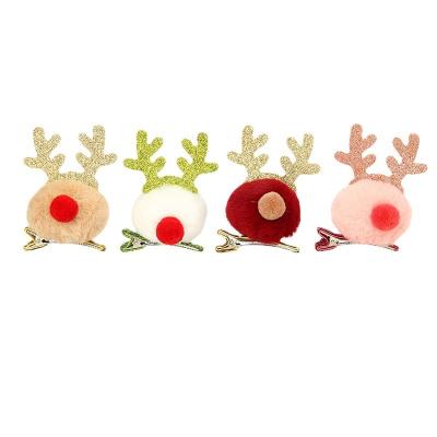 China Eco-friendly New Christmas Children's Gift Headwear Christmas Ornaments Antlers Hair Clips for sale