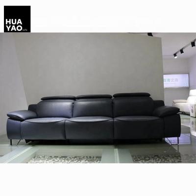 China New Design Modern Black Genuine Leather Power Reclining Sofa (Other) Adjustable for sale