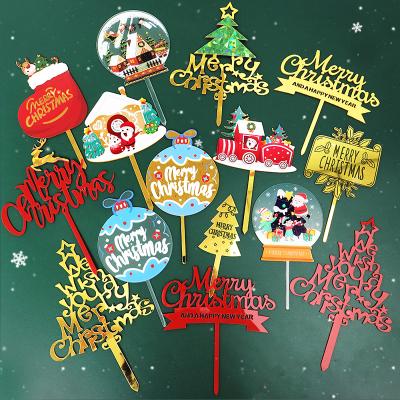 China Wholesale Disposable Cupcake Toppers Wholesale Disposable Christmas Ornament Christmas Ornament Merry Christmas Acrylic Cake Topper for sale