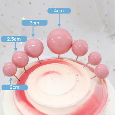 China 4cm Diameter Red Blue Silver Balls Cake Toppers Happy Birthday Plastic Round Gold Cake Decoration Balls for sale