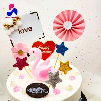 China Disposable Circular Paper And Square Paper Card Cake Topper With Ball For Birthday for sale