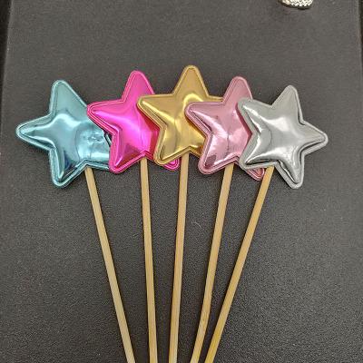 China 2021 New Arrivals Factory Custom Wholesale Gold Star Shape PU Cake Topper For Wedding Favors Cake Decorating Cupcake Topper for sale