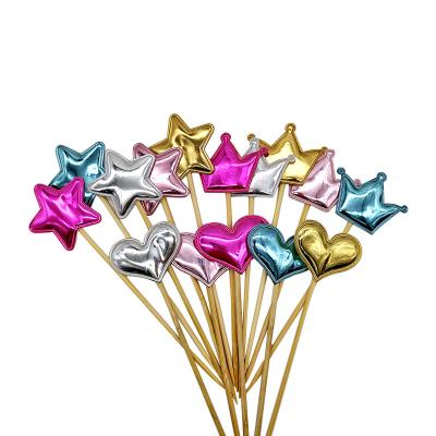 China 2020 New Product PU Cupcake Decorating Topper for Cake Plug-in Cute Crown Leather Cupcake Gold Silver Party Cake Ornament PU Cupcake Topper for sale