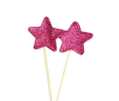 China Glitter Disposable Multicolor Leather Star Shaped PU Cupcake Toppers Wedding Party Birthday Party Snooker Cake Toppers for sale