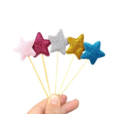 China Disposable Cupcake Cake Accessories Plug-in Cheap Birthday Party Supplies Mixed Color Heart Star Crown Shaped Decorating PU Cake Toppers for sale