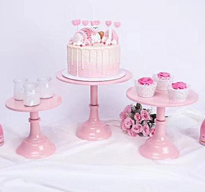 China Two Colors Sustainable Cake Stand 3pcs Luxury Set Party Decorations Optional With Pink And Blue Color Luxury Cake Stand for sale