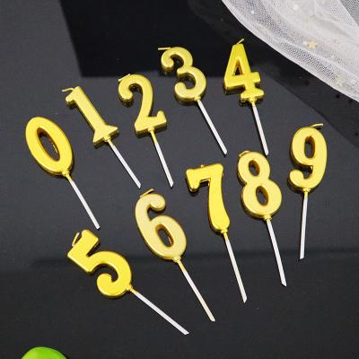 China 0-9 Number Cake Flameless Candles For Birthday Party Supplies Cake Gold Hot Baking Accessories Numbers Cake Candles for sale