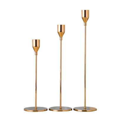 China Sustainable Wholesale Hot Wedding Birthday Party Supplies 3pcs Gold Candle Holder Set Support for sale