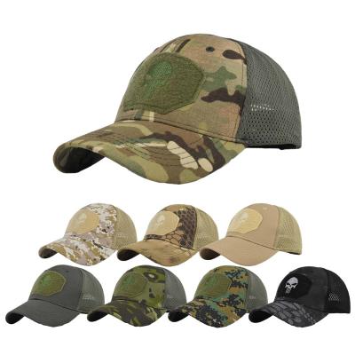 China COMMON FF935 Skull Embroidered Camo Mesh Sports Caps Sun Shade Adjustable Trucker Hat Camping Hiking Camouflage Baseball Cap for sale