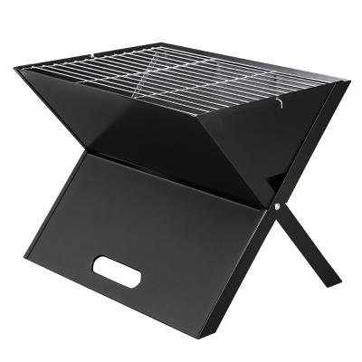 China Hot Sale Easily Assembled Portable Cold Rolled Charcoal Grill Oven Outdoor Picnic Camping Folding Iron Dish Barbecue Grill for sale