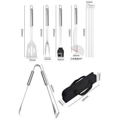 China Easily Cleaned Hot Selling 9 Pcs Set High End 2Cr13 Stainless Steel Barbecue Tools With Portable Barbecue Tool Kit for sale