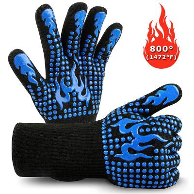 China High Temperature Barbecue Glov Fire Insulation Kitchen BBQ Gloves Customized Logo Safety Protection Grill Heated Glov for sale