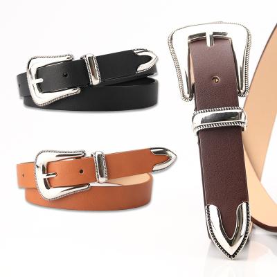 China Belt 2022 All-match three-piece fashion three-piece dress artificial leather buckle pin buckle women's belt women's decorative alloy belts for sale