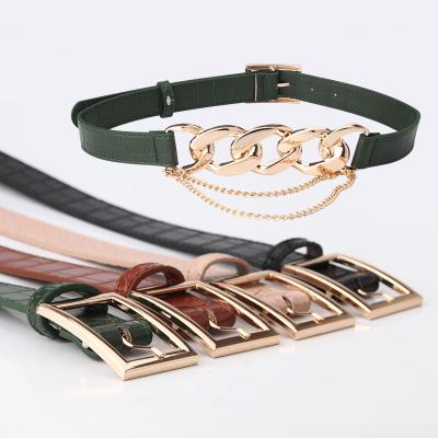 China And American simple decoration belt leather belt European chain punk exaggerated chain belts for sale