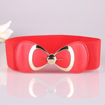 China Factory wholesale elastic waistband ladies fashion elastic waistband high quality alloy buckle gold bow waistband for sale