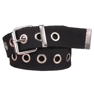 China New air casual hollow eye belt student belt canvas belt nylon European version customized fashion ladies trouser decorative belt for sale