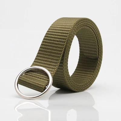 China No hole around buckle fashion belt canvas belt male and student casual nylon belt without hole round buckle fashion all-match casual nylon pants belt for sale