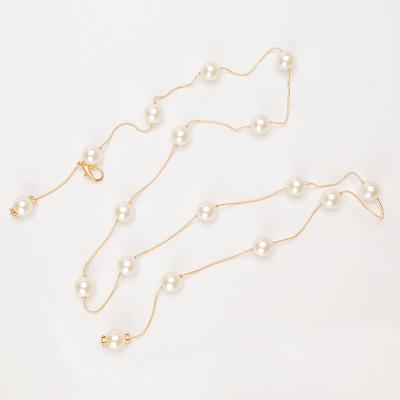 China 2022 Belt pearl metal waist chain ladies fashion fragrance soft simple decorative clothes belt elegant waist chain for sale