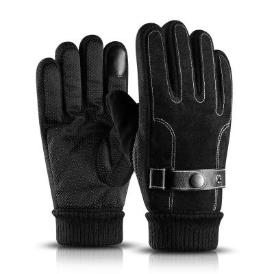 China Modern Warm Winter Mens Motorcycle Gloves PU Leather Gloves Cycling Cotton Gloves for sale