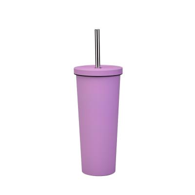 China Durable Double-Layer Stainless Steel Straw Cup Vacuum Outdoor Water Bottle Vacuum Flask for sale