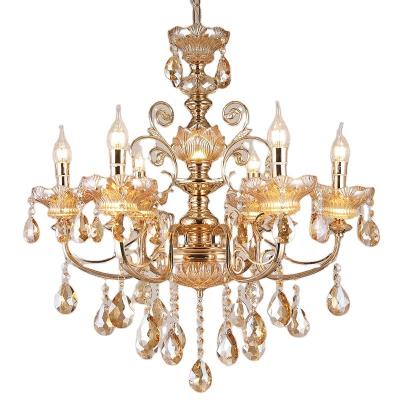 China European French Amber Crystal Champagne Gold Ceiling Crystal Chandelier Factory Direct Selling Modern Luxury Classic for sale