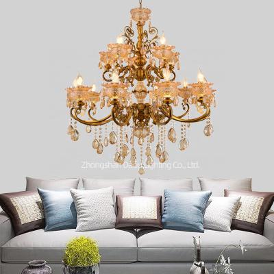 China Factory Price Traditional Wholesale Nordic Vintage Luxury Gold Plated Large Drop K9 Modern Wedding Light Crystal Chandelier Pendant Lamp for sale