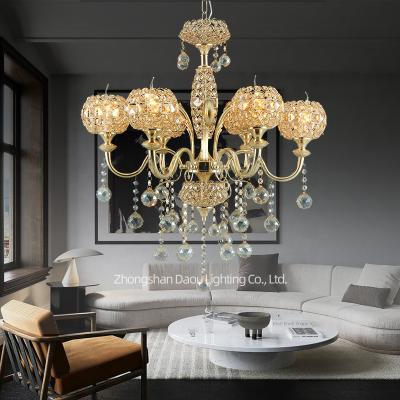 China Modern Golden Luxury Crystal Villa Decor Crystal Chandelier Lamp Designer Pendant Lamp For Wholesale Price for sale