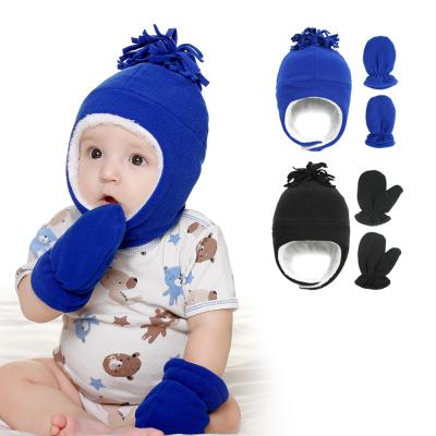 China Custom Long Set Toddler Kids Designer Slouchy Children Winter Hats And Gloves Costume Set Fleece Earflaps Logo Hat For Wholesale With for sale