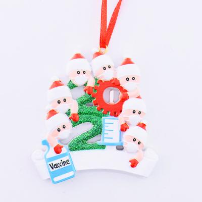 China Christmas Tree Decoration Free Sample Polyresin Pendant Gift Hanging Diy Personalized Family Christmas Quarantine 2021 Ornament for sale