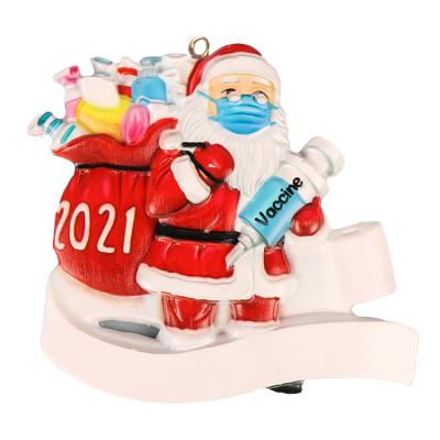 China Christmas Decoration New Arrive Survivor Maskes Santa Claus Decoration Christmas Ornament 2021 Resin Snowman Doll Xmas for sale