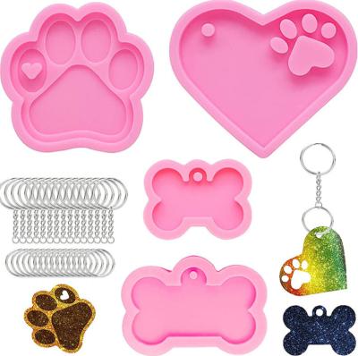 China Custom Handmade Paw Mold Silicone Molds Diy Bear Key Chain Mold Viable Glossy Epoxy Resin Keychains Mold for sale