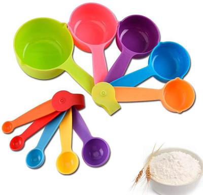 China Amazon Sustainable Best Selling 10 Pack Kitchen Tools Plastic Colored Measuring Cups And Spoons Set for sale