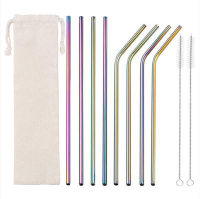 China 8 Pcs Sustainable Reusable Stainless Steel Drinking Colored Straws For 20oz 30oz Cocktail for sale