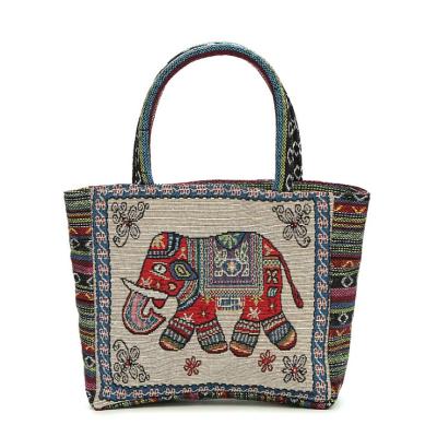 China New Reusable Manual Beach Tote Bag With Zipper Closure Embroidery Beach Bag Canvas Customized Elephant Tote Bags for sale