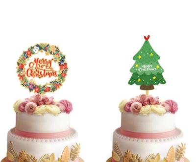 China Carnival Party Decoration Christmas Acrylic Color Draw Cake Insert Card Manufacturers Directly For Santa Antlers Baked Dessert Cake Decoration for sale