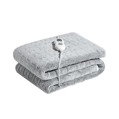 China Large Soft Gray Color Electric Heated Therapy Blanket For Winter Bed for sale