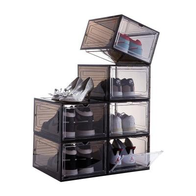 China Sustainable Transparent Acrylic Storage Shoe Box With Lid Shoebox Storage , Foldable for sale