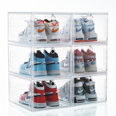 China Black Transparent Stackable Shoe Storage Stackable Drop Front Stackable Plastic for sale