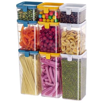 China Heatable 9pcs Set Airtight Plastic Refrigerator Pet Food Storage Container With Lids for sale