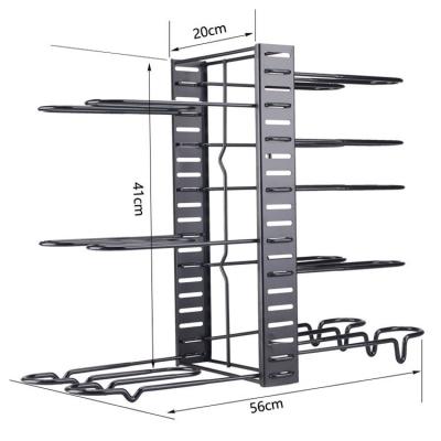 China Sustainable DIY 8 Tiers Kitchen Tools Pot Organizer Racks 5 Tiers Metal Accessories Rack for sale