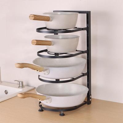 China Viable Expandable Pan and Pot Lid Cover Metal Kitchen Countertop Organizer Dish Rack Shelf for sale