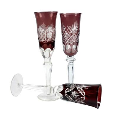 China / Colorful Glass Champagne Flutes For Party Bar Red Wine Goblet Wedding Vintage Bohemian Style for sale